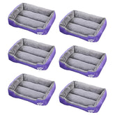 Kuber Industries Dog & Cat Bed|Super Soft Plush Top Pet Bed|Oxford Cloth Polyester Filling| Washable Dog Bed|Rectangular Cat Bed with Rise-Edge Pillow|QY036P-S|Purple(Pack of 6)